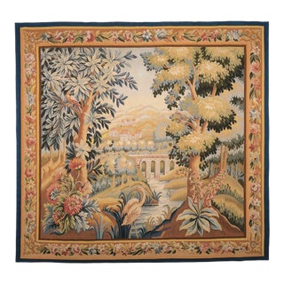 Verdure Aubusson Handwoven Tapestry - 170 X 178 Cm (5'7" X 5'10") - Requires Rod Size 5 For Sale