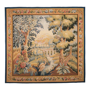 Verdure Aubusson Handwoven Tapestry - 170 X 178 Cm (5'7" X 5'10") - Requires Rod Size 5
