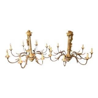 Italian Style Painted Chandeliers - Set of 2 For Sale