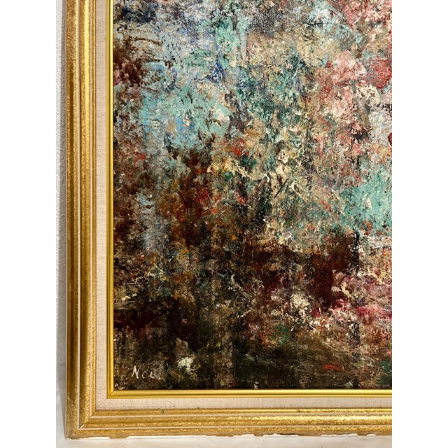 Attributed to Georges Noel, Abstract Expressionist Textured Art Informel Oil Painting Signed Noel For Sale - Image 9 of 17