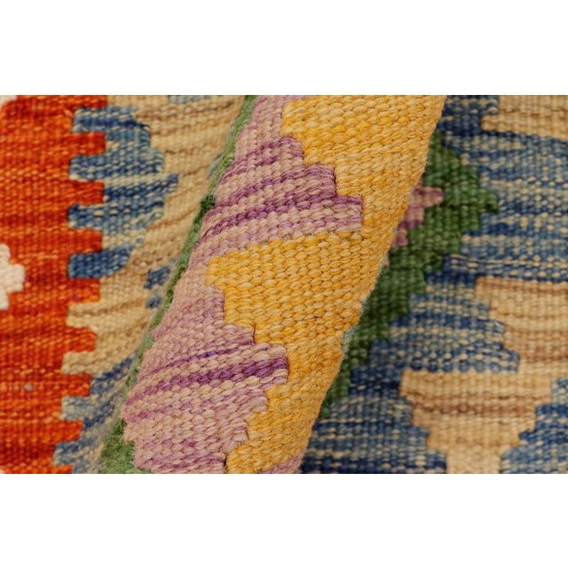 1990s Boho Chic Turkish Kilim Rust Beige Hand-Woven Wool Rug For Sale - Image 5 of 9
