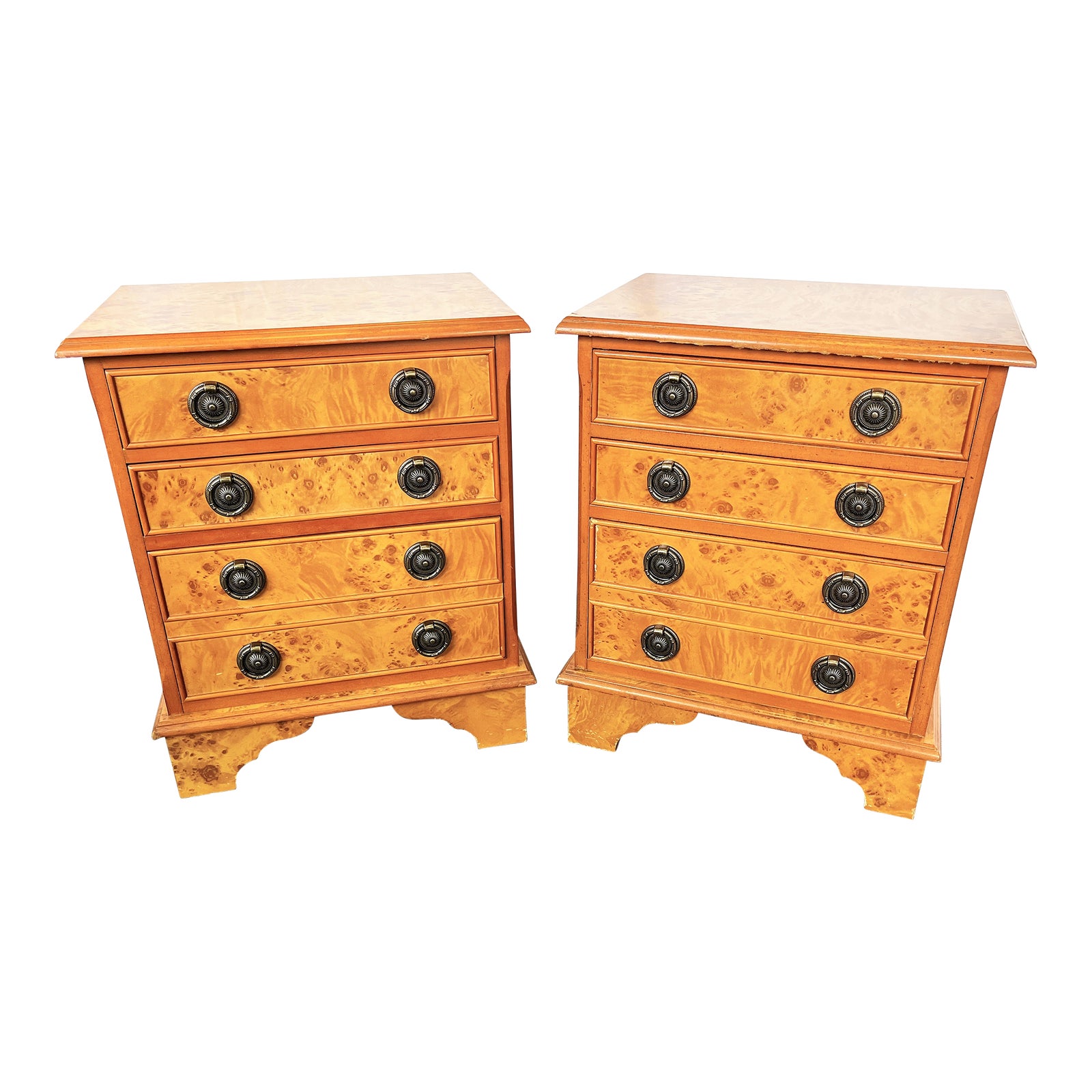 Petite Burlwood Chest of Drawers/ Side Tables a Pair Chairish