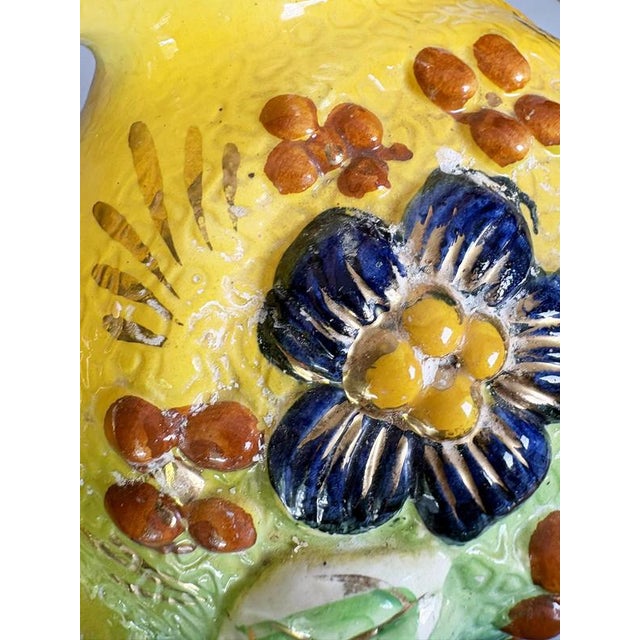 Yellow Pitcher with Floral Pattern, 1980s For Sale - Image 13 of 14