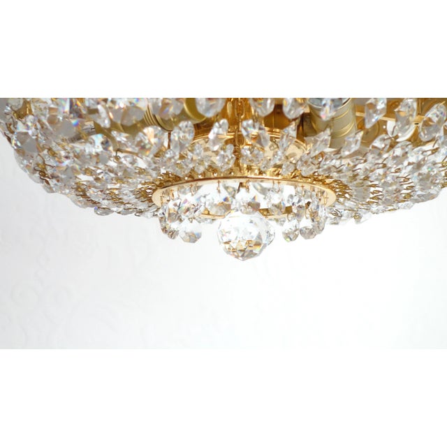 24 Carat Gold-Plated Brass & Lead Crystal Chandelier from Sölken Leuchten For Sale - Image 6 of 10
