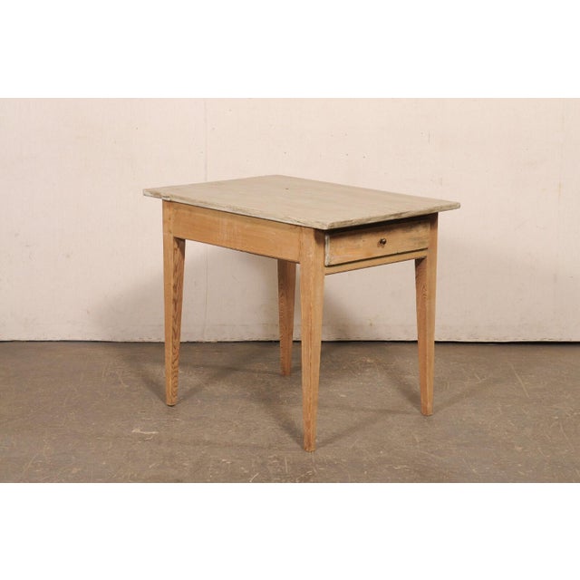 19th Century Swedish Minimalist Latte Wood Accent Table For Sale - Image 4 of 12