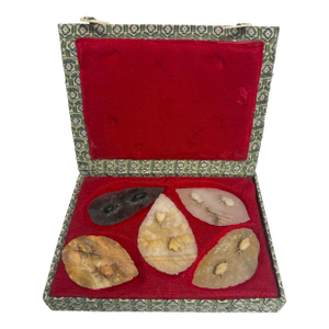 Vintage Boxed Set of Carved Jade Insect Leaves