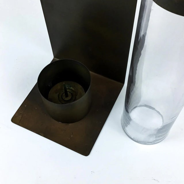 Vintage Brass & Glass Wall Hanging Candle Holder For Sale - Image 10 of 12