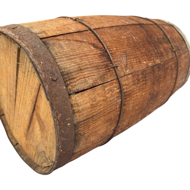 Antique Primitive Wooden Nail Keg Barrel Rustic Farmhouse Country Decor Old 18” For Sale In Philadelphia - Image 6 of 13