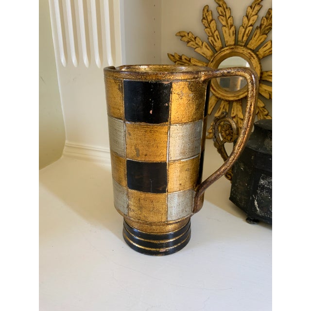 Brass Art Deco Italian Gilt & Black Metal Art Deco Pitcher For Sale - Image 8 of 10