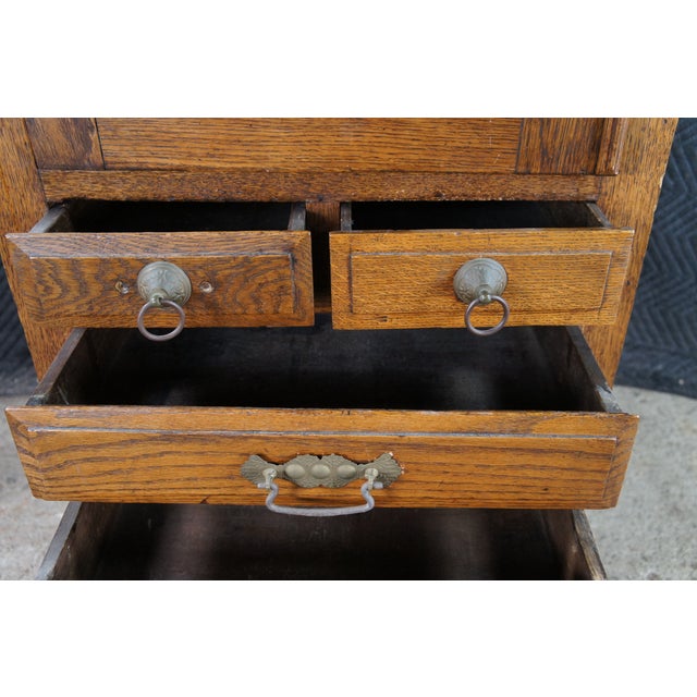 Antique Harvard Company Quartersawn Oak Dental Cabinet Curio Showcase Display For Sale - Image 10 of 14