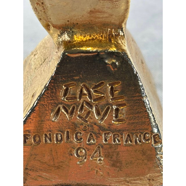 Metal Casenove Pierre, Pierre Casenove (1943) for Fondica, Candlestick Sculpture with Stylized Face, France 1994, 1994, Bronze For Sale - Image 7 of 9