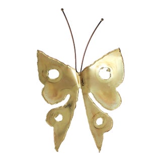 Mid-Century Brutalist Brass Butterfly Wall Hanging For Sale