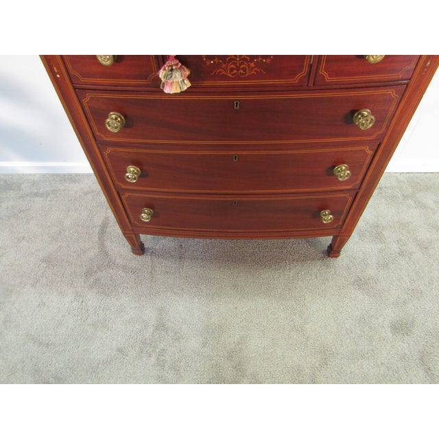 1930's Mahogany Inlay Marble Top Chest of Drawers For Sale - Image 6 of 10