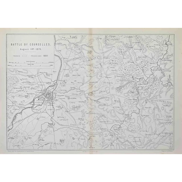 Battle of Courcelles Lithograph Map, 1872 For Sale