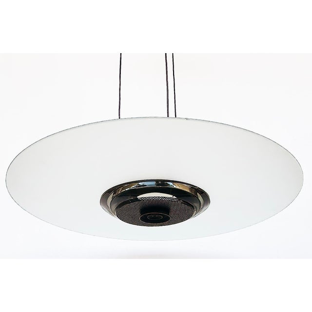 Italian Foscarini Post-modern "Spaceship" Pendant Chandelier Offered for sale is an Italian pendant light fixture from...