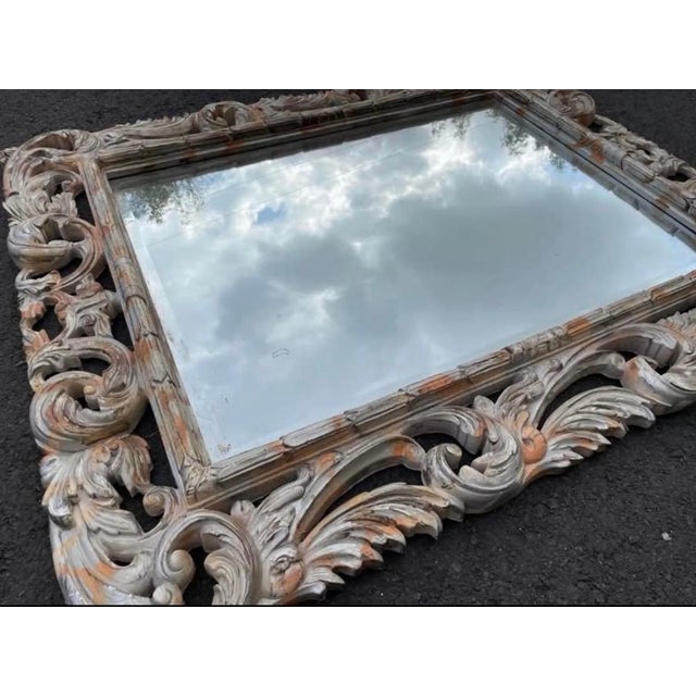 Baroque Large Ornate Baroque Style Beveled Wall Mirror For Sale - Image 3 of 4