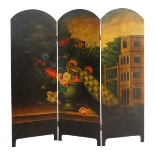 1950s Oil Painting Screen For Sale