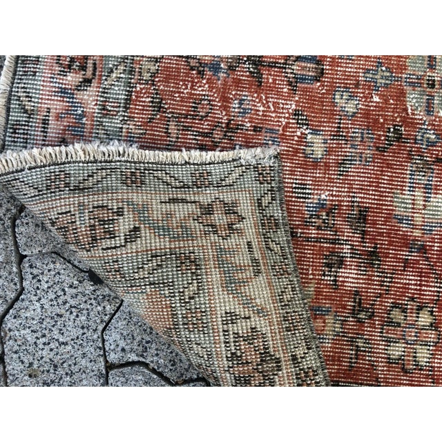 1960s Vintage Orange Distressed Rug For Sale - Image 10 of 11