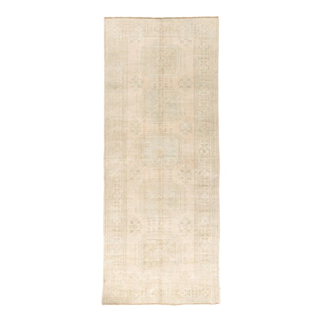 Vintage Circa 1940 Subdued Turkish Oushak Runner 4'7 X 11'3 For Sale