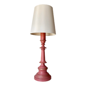 Late 20th Century Pink and Gold Candlestick Lamp