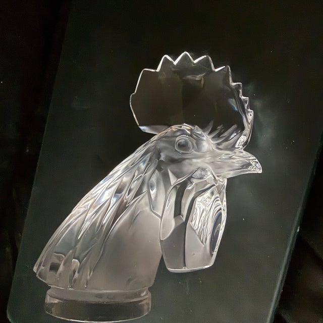 Lalique Vintage Lalique Tete De Coq Crystal Rooster Head Signed/ Excellent Condition For Sale - Image 4 of 8