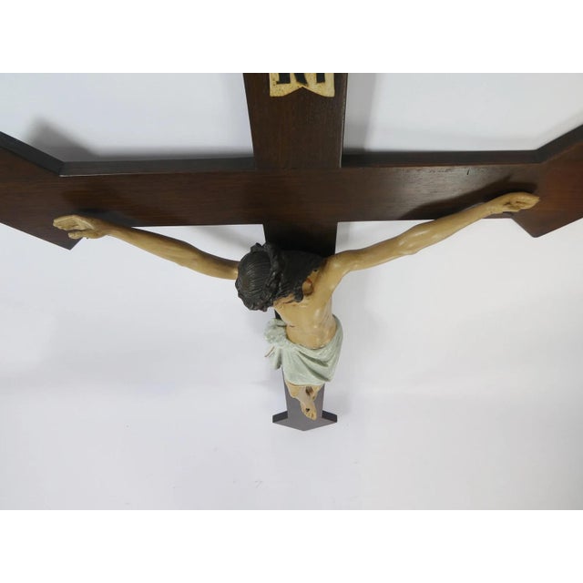 Large Antique Wooden Crucifix For Sale - Image 6 of 10