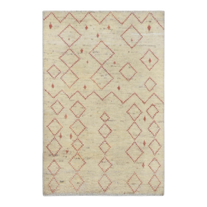 Cream & Rust Modern Wool Rug