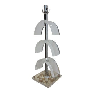Vintage Mid-Century Lucite Ribs Table Lamp For Sale