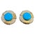 16 Ct Oval Sleeping Beauty Turquoise 3 ct Diamond Stud Earrings 14 K Yellow Gold For Sale - Image 15 of 18