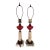 1940s Re-Worked Oil Lamps in Cranberry Glass, Alabaster and Marble With Silk Shades - a Pair For Sale