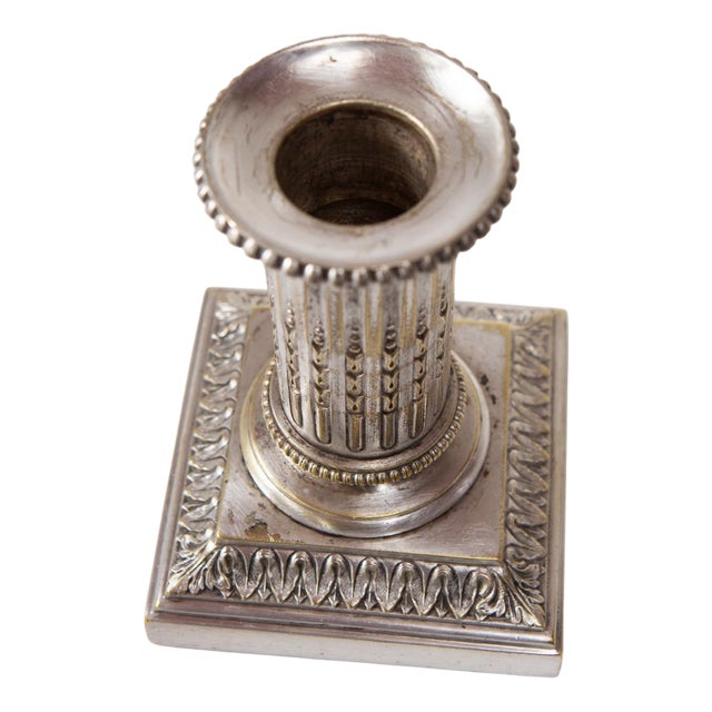 Antique French Silvered Bronze Candlestick by Cailar Bayard, 1890s For Sale