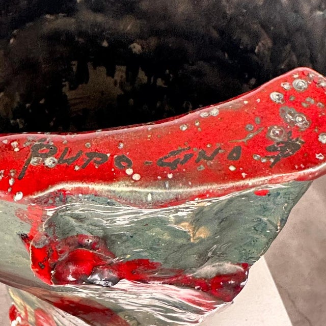 Abstract Decorative Glazed Ceramic Vase Sculpture by Pupo Gino, Italy, 1940s For Sale - Image 14 of 15