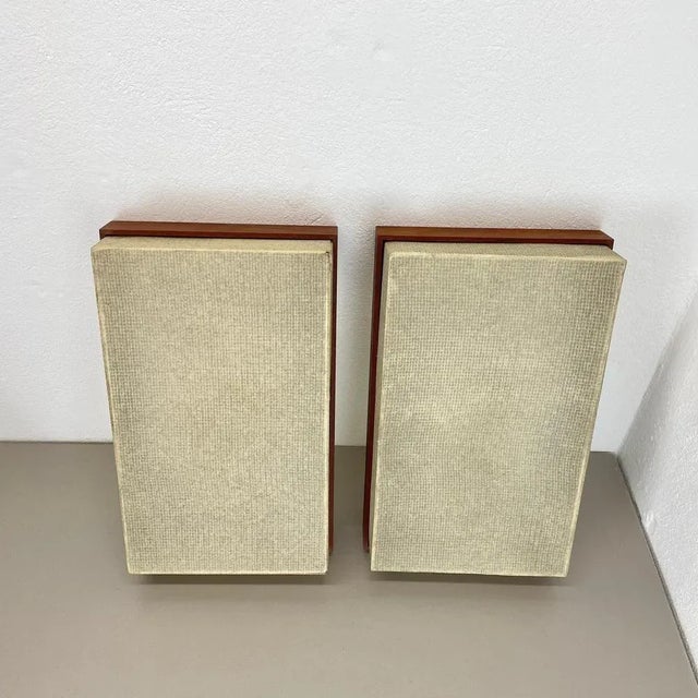 Set of 2 Large Teak Wall Light Panel Elements, Germany, 1950s For Sale - Image 13 of 18