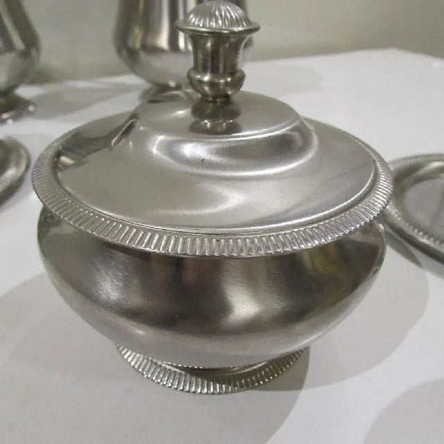 Art Deco Stainless Steel Coffee & Tea Set from Létang & Rémy, 1980s, Set of 6 For Sale - Image 3 of 8