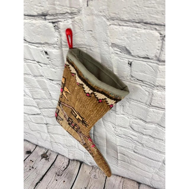 Turkish Turkish Kilim Rug Christmas Stocking For Sale - Image 3 of 4