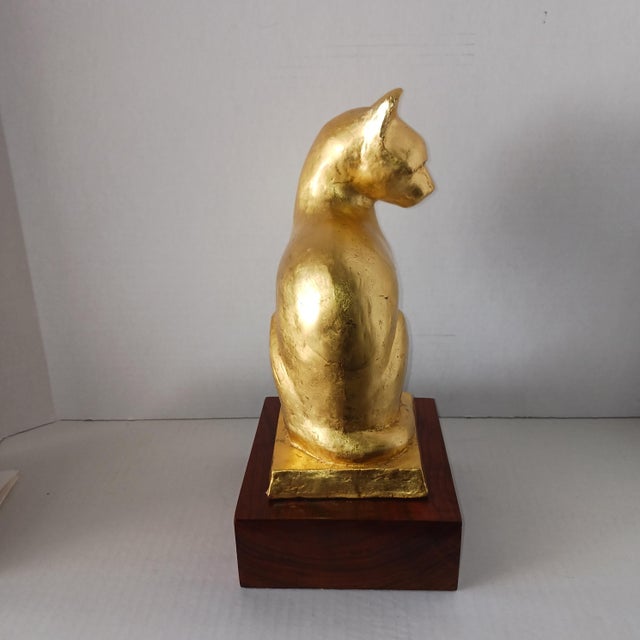 Contemporary Paul Rigby Stratford Nj Artist C. 2002 Golden Cat - Ceramic With Gold Leaf For Sale - Image 3 of 10