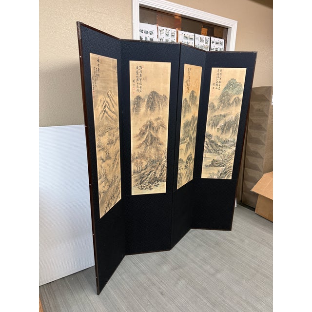 Design Plus Gallery presents a Folding Screen with Shanshui Hua Landscaping. The screen has a background that covers all...