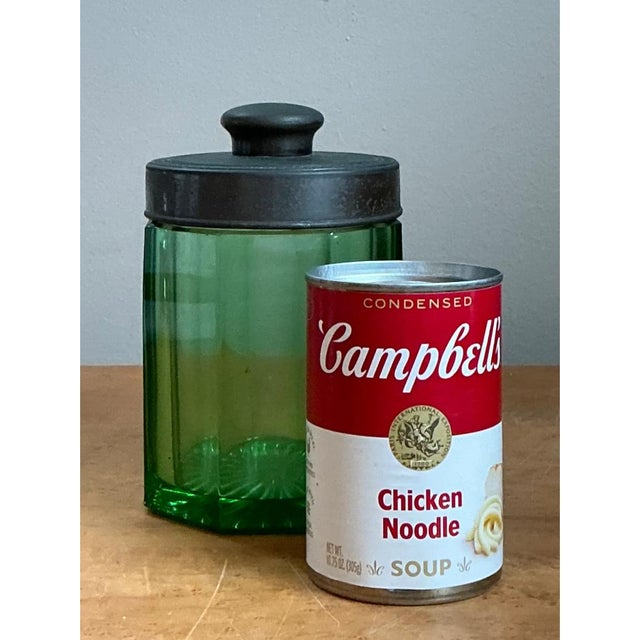 Vintage Octagonal Green Glass Canister For Sale - Image 4 of 12