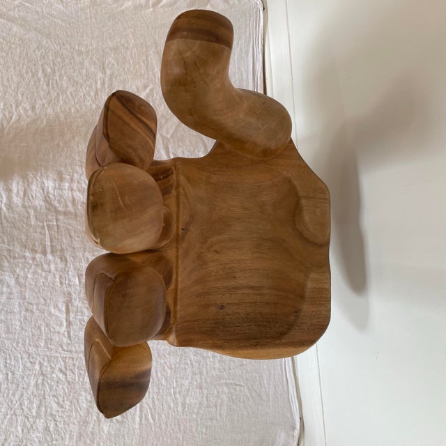 Chocolate 1970s Buddha Hand Carved Wooden Chair For Sale - Image 8 of 12