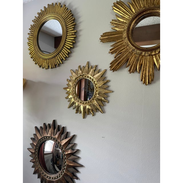Late 20th Century Gold Gilded 12.5" Sunburst Wall Mirror For Sale - Image 17 of 18