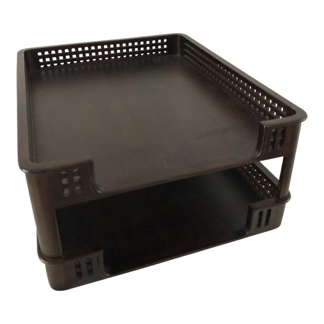 Vintage 1990s Mahogany Selamat Designs San Fransico File Holder For Sale