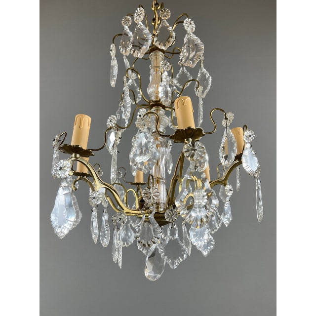 20th Century Louis XV Bronze and Crystal Chandelier with Pendants For Sale - Image 9 of 10