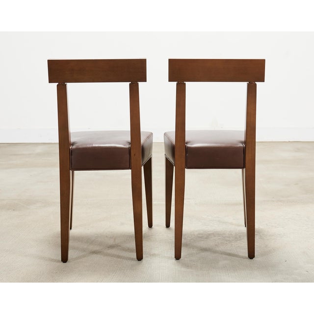 Set of Eight Italian Promemoria Attributed Leather Dining Chairs For Sale - Image 11 of 18