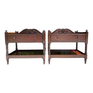 Ralph Lauren British Colonial Mahogany Accent Chests With Drawer & Shelf, Pair For Sale