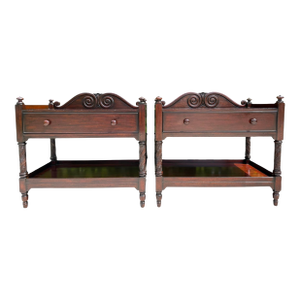 Ralph Lauren British Colonial Mahogany Accent Chests With Drawer & Shelf, Pair