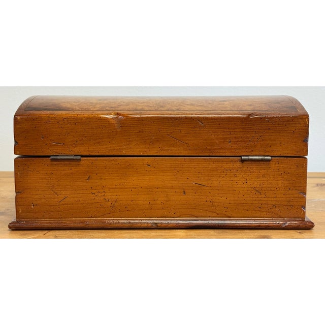 Oversized Vintage Domed Lid Burled Wood Box For Sale - Image 10 of 13