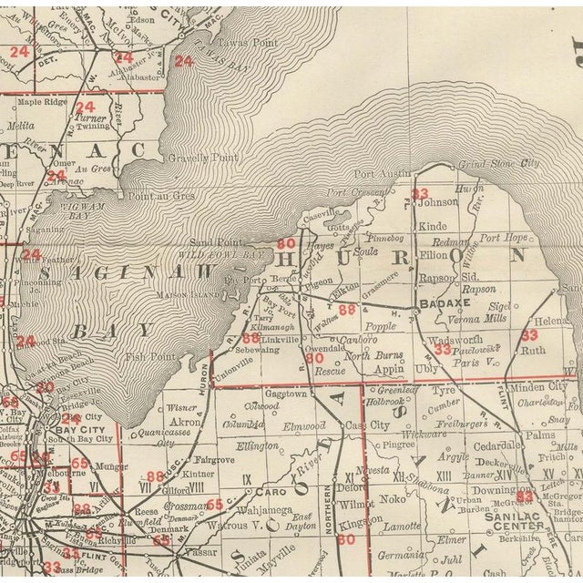 19th Century Antique Map of Michigan The Great Lakes State by Ran McNally, 1899 For Sale - Image 5 of 12