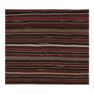 1950s Vintage Afghan Tribal Kilim With Red Black & White Stripes by Rug & Kilim - 5'10''x5'3'' For Sale