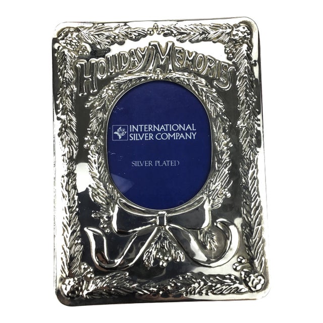 Vintage Silver Plate Holiday Photo Holder For Sale