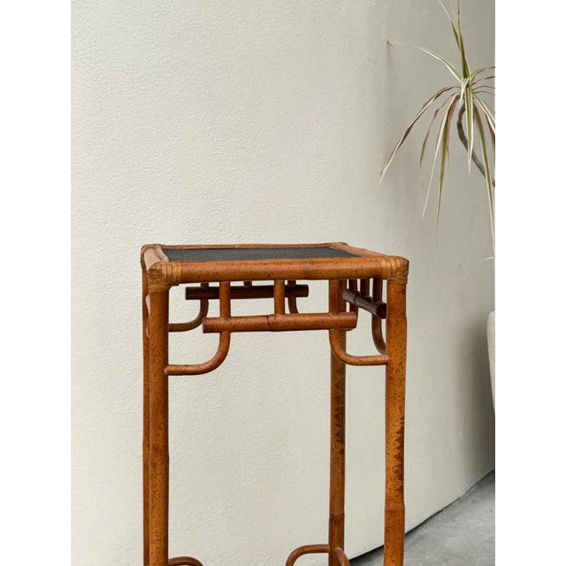 Bamboo Planter Stand Vintage Hollywood Regency Chinoiserie Tall Coastal For Sale - Image 13 of 14